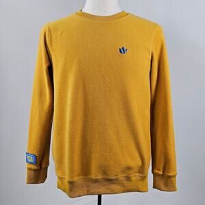 Dutch‎ Bros Coffee Knit Pullover Sweatshirt Mustard Yellow | Men's Small | FLAWS
